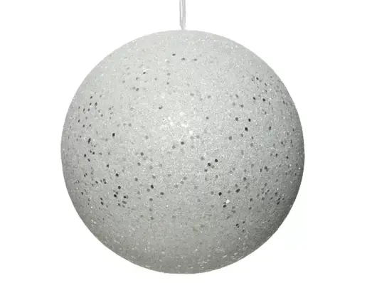 bal foam glitter Ø 8 cm - wit/zilver