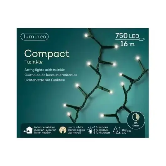 Compact twinkle lights 750L 16m - warm wit - image 2