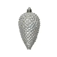 dennenappel plastic glitter hang - zilver - image 1