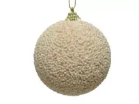 kerstbal foam glitter met kraaltjes Ø 8 cm - parel