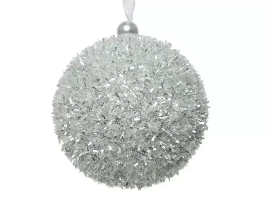 kerstbal foam ijs hang - zilver