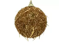 kerstbal foam met lametta paillet Ø 8 cm - licht goud