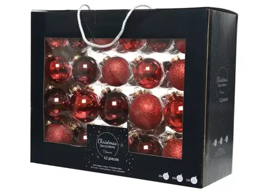 kerstbal glas mix rood