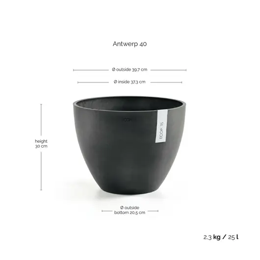 Pot antwerpen d40cm donkergrijs