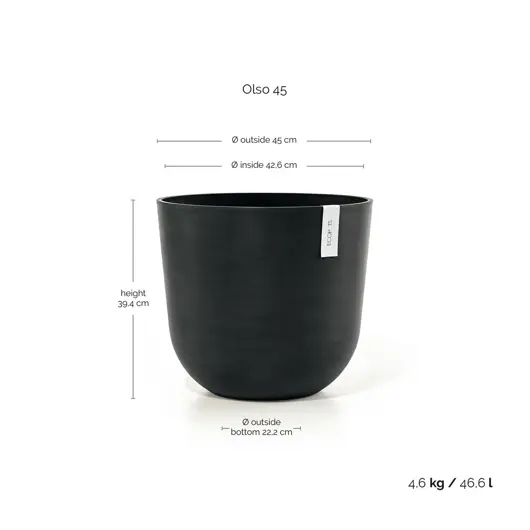 Pot oslo d45cm donkergrijs