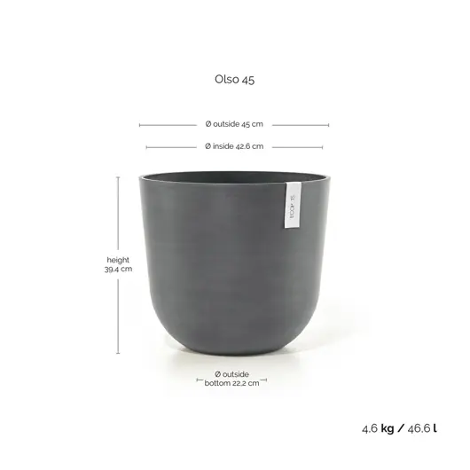 Pot oslo d45cm grijs