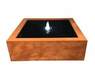 Table d'eau acier corten 120 x 120 x 35